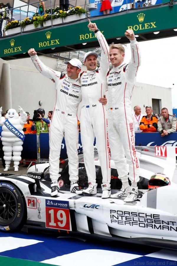 Porsche Team: Nick Tandy, Earl Bamber, Nico Huelkenberg (l-r)