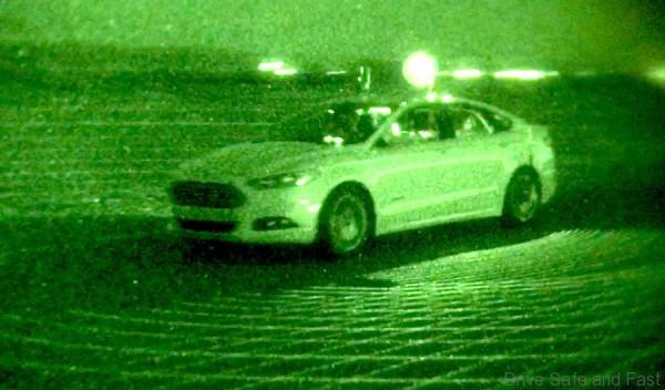 Ford tests Fusion Hybrid autonomous research vehicles at night, in complete darkness, as part of LiDAR sensor development – demonstrating the capability to perform beyond the limits of human drivers.