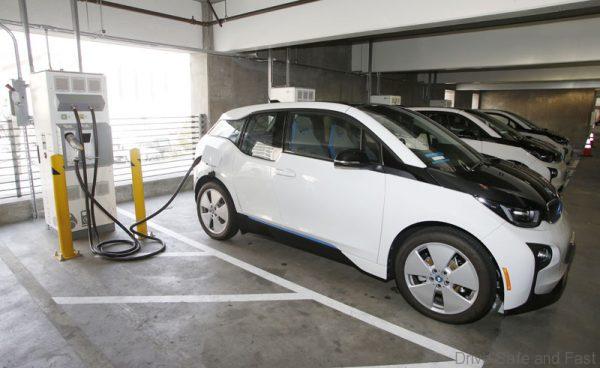 Los Angeles Police Department's newly unveiled transportation fleet of 100 fully-electric BMW i3 vehicles are seen in Los Angeles, Calif. on Wednesday, June 8, 2016. Photo by Danny Moloshok/Newscast US