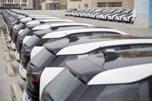 Los Angeles Police Department's newly unveiled transportation fleet of 100 fully-electric BMW i3 vehicles are seen in Los Angeles, Calif. on Wednesday, June 8, 2016. Photo by Danny Moloshok/Newscast US