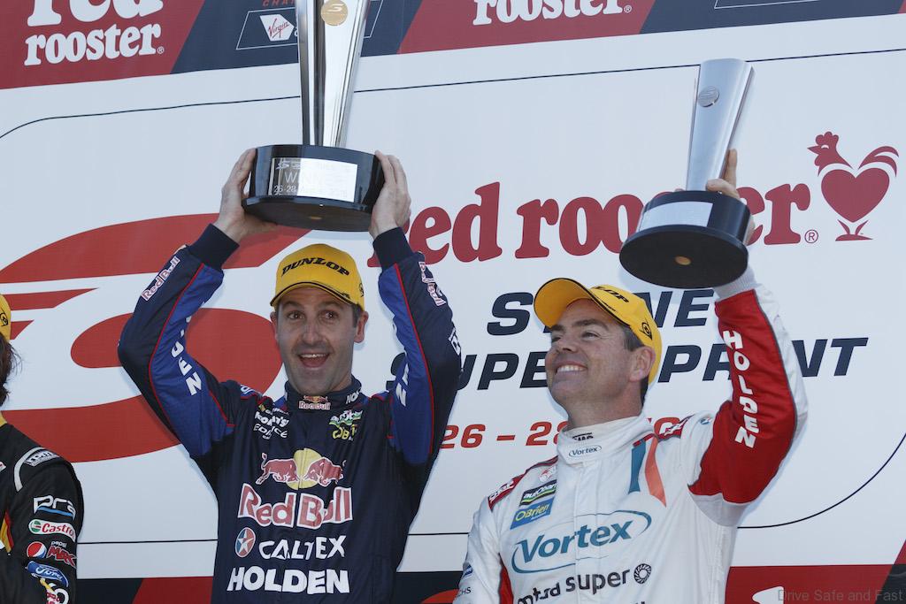 Jamie Whincup of Red Bull Racing Australia wins the Red Rooster Sydney SuperSprint, at the Sydney Motorsport Park, Sydney, New South Wales, August 28, 2016.