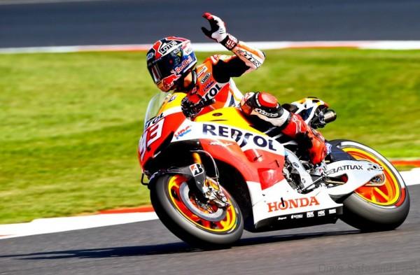 Marc Marquez (ESP/ Honda) races during the Moto Grand Prix 2013 at Silverstone Circuit in Silverstone, UK on August 31st, 2013 // Gold & Goose/Red Bull Content Pool // P-20130902-00234 // Usage for editorial use only // Please go to www.redbullcontentpool.com for further information. //