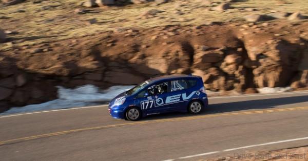 A Fit EV climbs Pikes Peak.