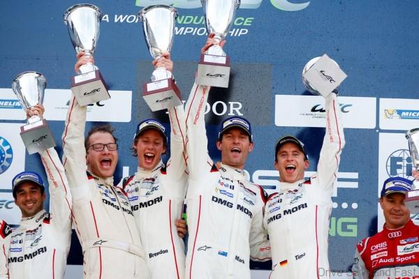 Andreas Seidl, Teamchef Porsche Team, Brendon Hartley, Mark Webber, Timo Bernhard (l-r)
