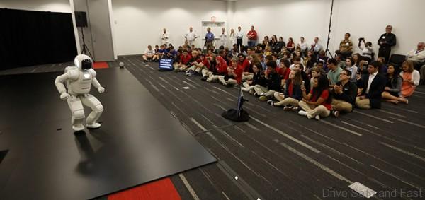 Central Ohio students watch the Honda Robotics demo in Marysville