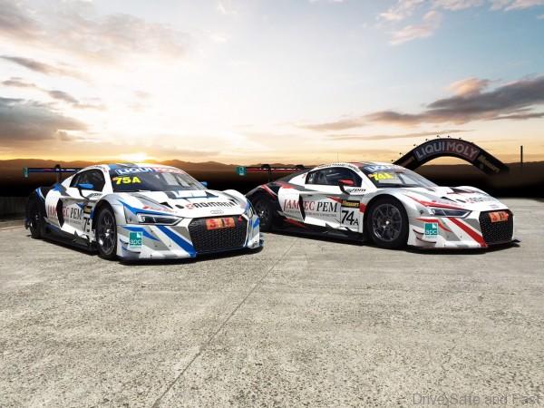 Audi R8 LMS #75 (Jamec Pem Racing), Steven McLaughlan/René Rast/Garth Tander (AUS/D/AUS); Audi R8 LMS #74 (Jamec Pem Racing), Christopher Haase/Marco Mapelli/Christopher Mies (D/I/D)