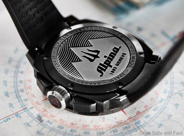 Alpina Seastrong Diver 300 Black Chronograph Big Date case back