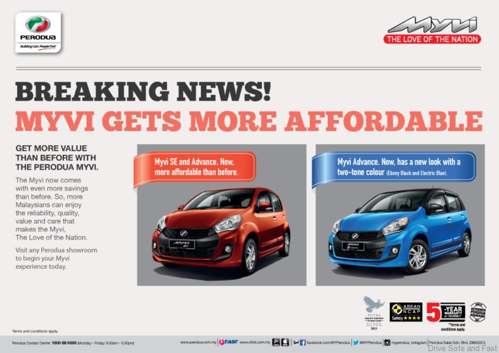 Perodua Gives Myvi a Price Cut, New Colour Scheme and 