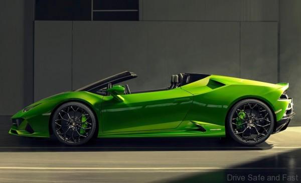 Huracán Evo Spyder LP 640-4 side profile roof down