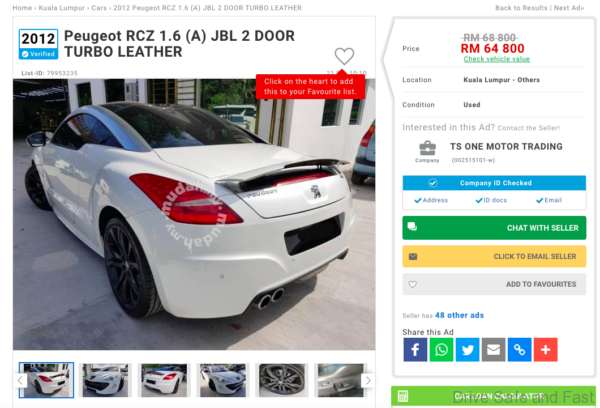 2012 Peugeot RCZ classifieds