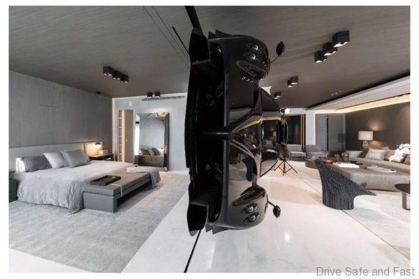 Pagani Zonda used as room divider in Miami