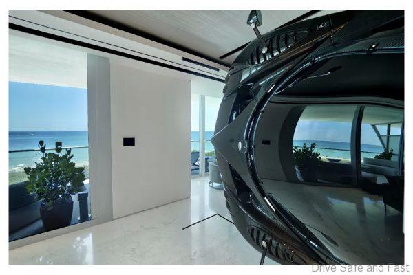 Pagani Zonda used as room divider in Miami