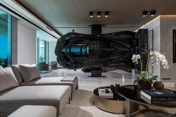 Pagani Zonda used as room divider in Miami