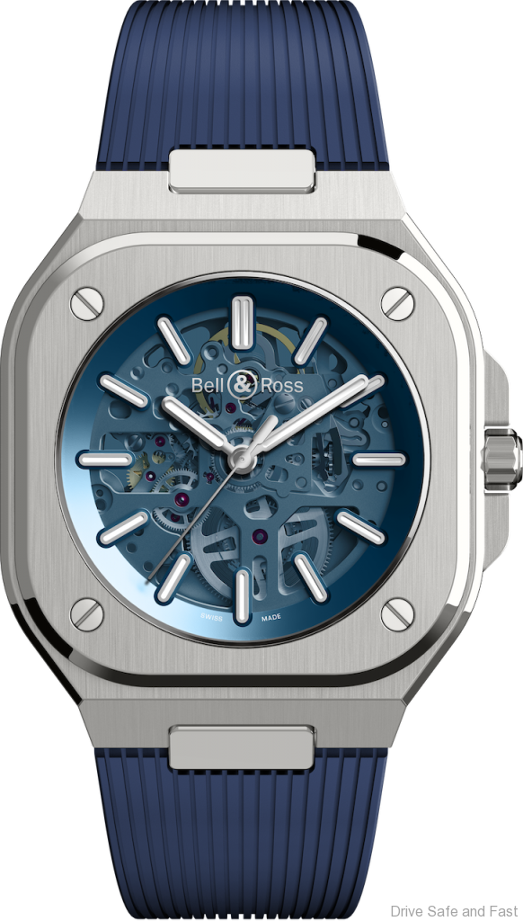 BELL & ROSS BR 05 Skeleton Blue rubber strap