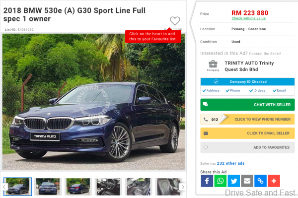  BMW 530e Sport Plug-in hybrid_used