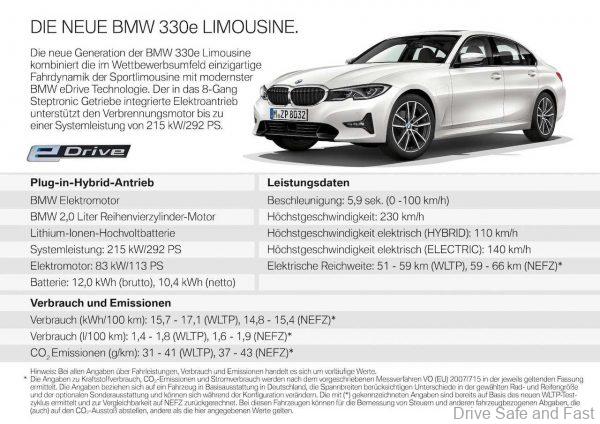 BMW 330e Plug-In Hybrid specifications