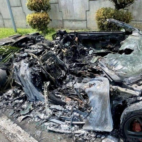 Audi R8 Catches Fire On Penchala Highway_convertible