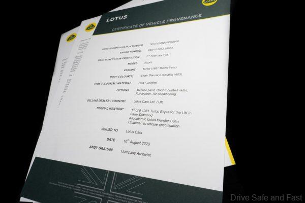 Lotus Approved Certificate of Provenance Document