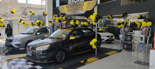 Proton Saga R3 on display in a Proton Pakistan showroom dealership