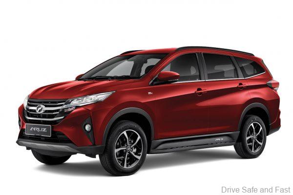 2021 Perodua Aruz AV in Passion Red Front Three Quarter Shot Studio