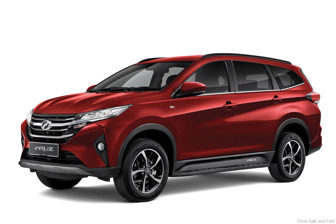 2021 Perodua Aruz AV in Passion Red Front Three Quarter Shot Studio