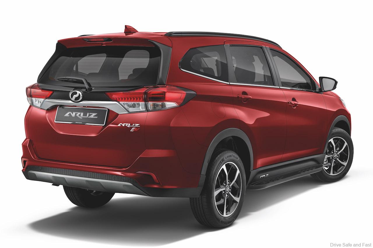 2021 Perodua Aruz AV in Passion Red Studio Shot exterior rear three quarter view
