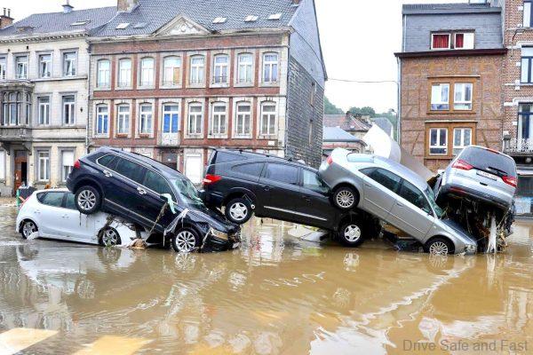 Strong flood waters are no match for tons of steel