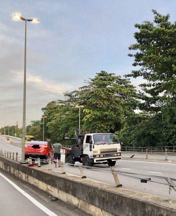 Nervous driver can have an accident on an empty road