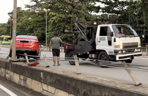 Nervous driver has accident on empty road
