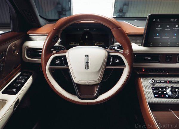 Lincoln Aviator Shinola Concept steering wheel