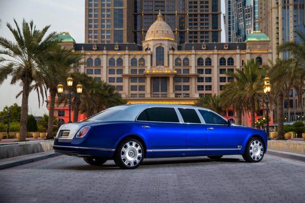 Bentley Mulsanne Grand Limousine In Blue rear