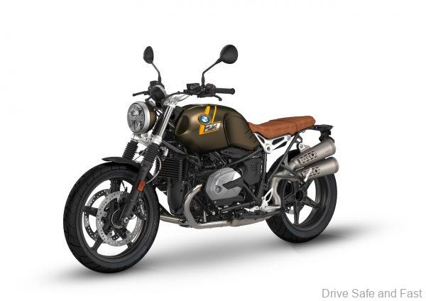 Studio Shot BMW R nineT Scrambler Kalamata Metallic Matte with Tape front