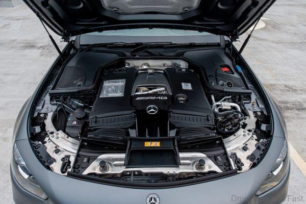 engine bay of the Mercedes-AMG E63 S