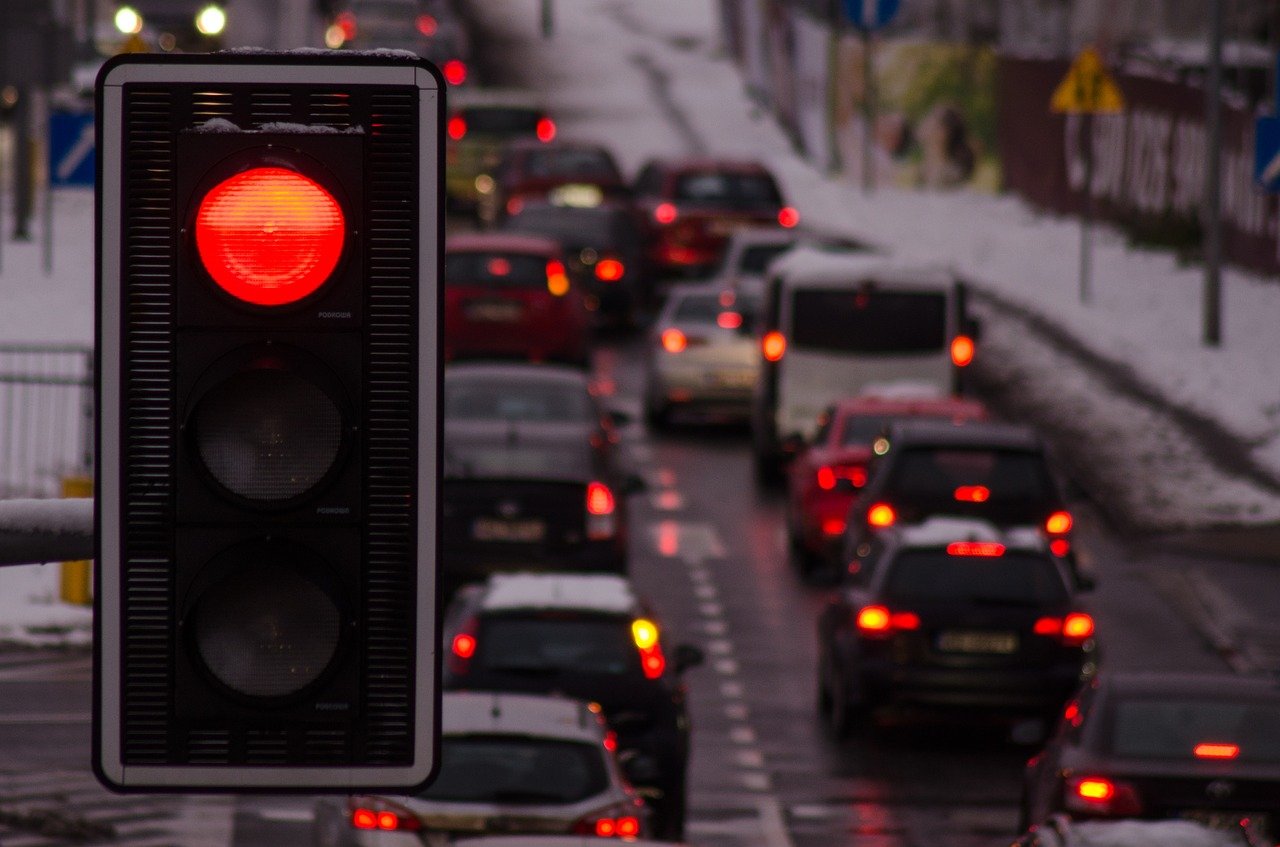 traffic light, traffic jam during hari raya