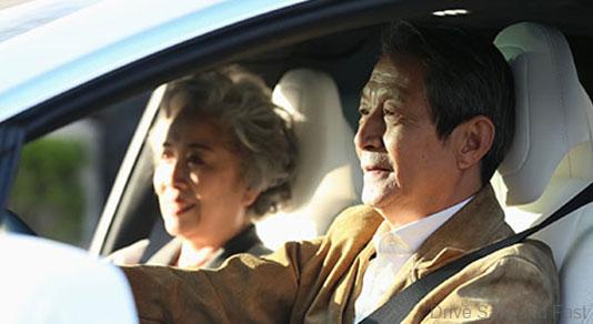 Two Seniors driving in a car