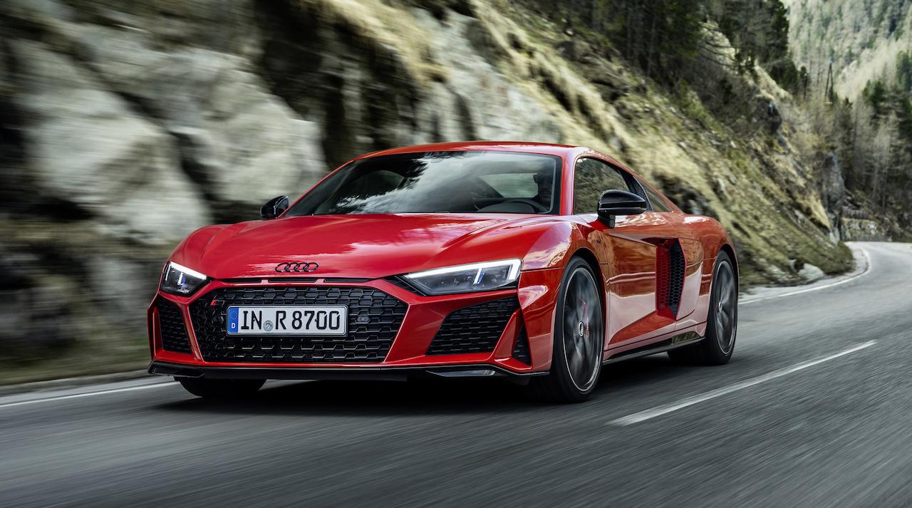 Audi R8 V10 performance RWD coupé in motion