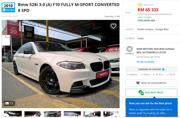 used car BMW 5 series on mudah.my
