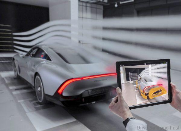 Mercedes-Vision EQXX Concept in wind tunnel