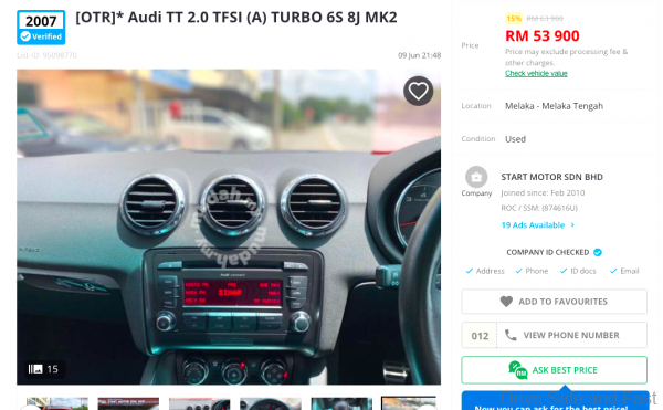 Audi TT 2007 to 2009 Model