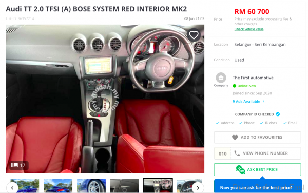 Audi TT 2007 to 2009 Model