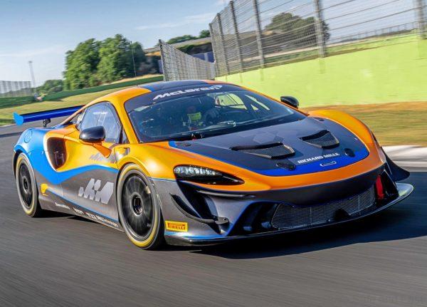 McLaren Artura GT4 race car in motion