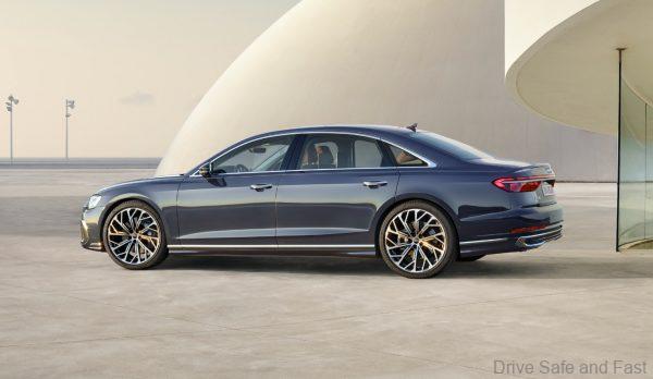 2022 facelift Audi A8 L side profile