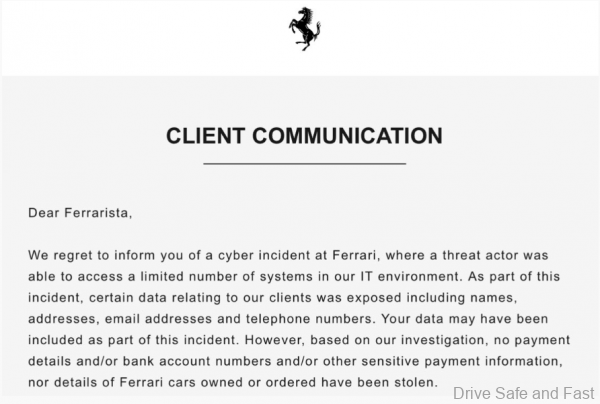 Ferrari Data Breach