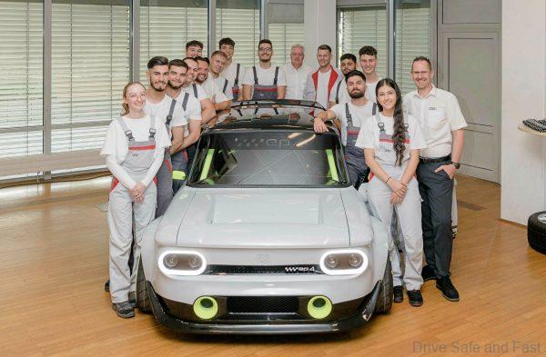 To mark the 150th anniversary of the NSU brand, apprentices from Audi Neckarsulm unveil an NSU Prinz they have converted into an electric car.