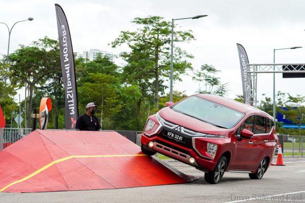 Mitsubishi Xpander demonstrating a side traverse at the Mitsubishi Ultimate Thrills event
