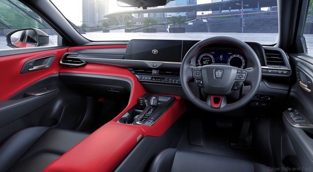 toyota Crown Sport PHEV interior black and red