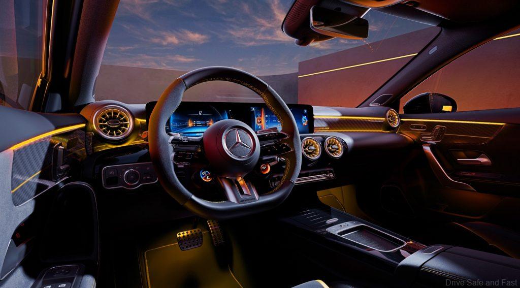 Für den A 45 S 4MATIC+ (Kraftstoffverbrauch kombiniert: 9,2-8,8 l/100 km; CO₂-Emissionen kombiniert: 208-200 g/km[1]) legt Mercedes-AMG ein attraktives Sondermodell auf: die „Limited Edition“.;Mercedes-AMG A 45 S 4MATIC+ : Kraftstoffverbrauch kombiniert: 9,2-8,8 l/100 km; CO₂-Emissionen kombiniert: 208-200 g/km[1]For the A 45 S 4MATIC+ (combined fuel consumption: 9.2-8.8 l/100 km; combined CO₂ emissions: 208-200 g/km[1]), Mercedes-AMG is launching an attractive special model: the “Limited Edition”.;Mercedes-AMG A 45 S 4MATIC+ : combined fuel consumption: 9.2-8.8 l/100 km; Combined CO₂ emissions: 208-200 g/km[1]