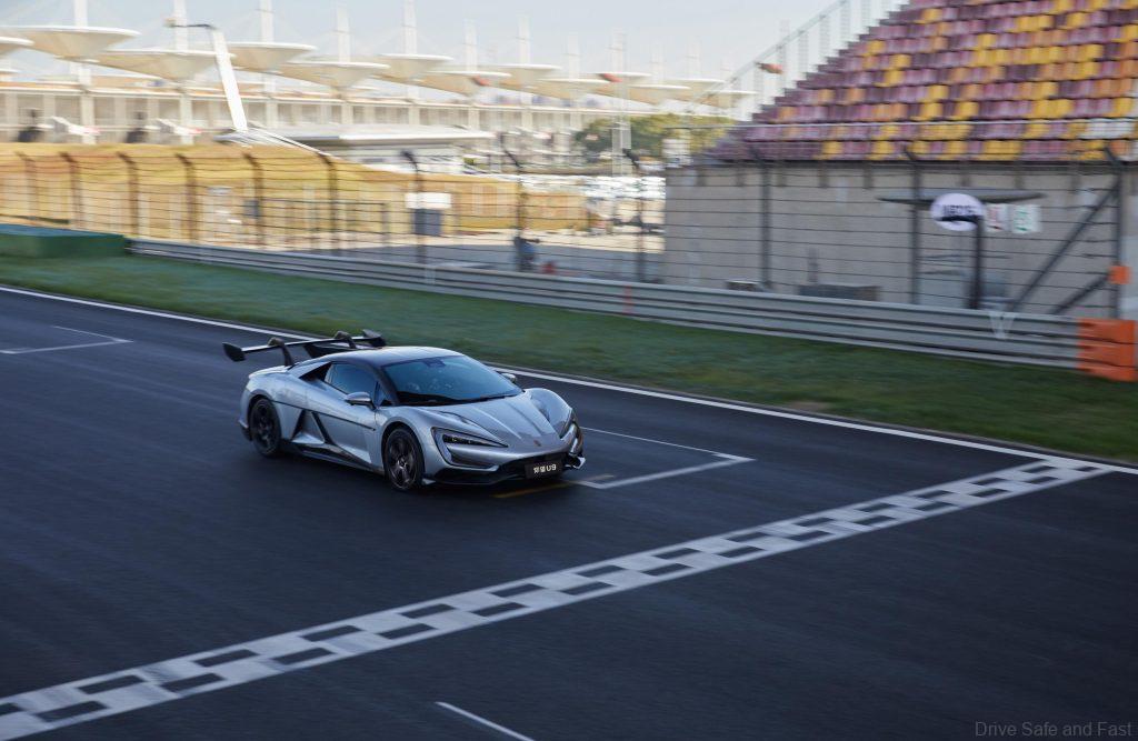 Yangwang U9 electric supercar on a track