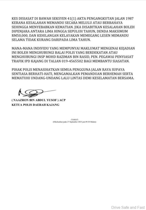 Kajang horrific accident