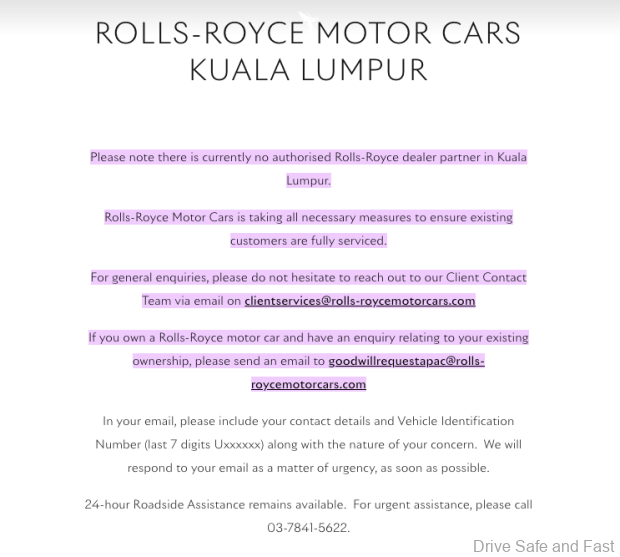 Rolls-Royce statement